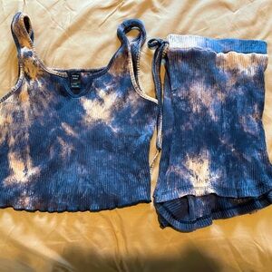 Marble Tie-Dye Pajama Shorts Set Very Stretchy Sz L-1X
